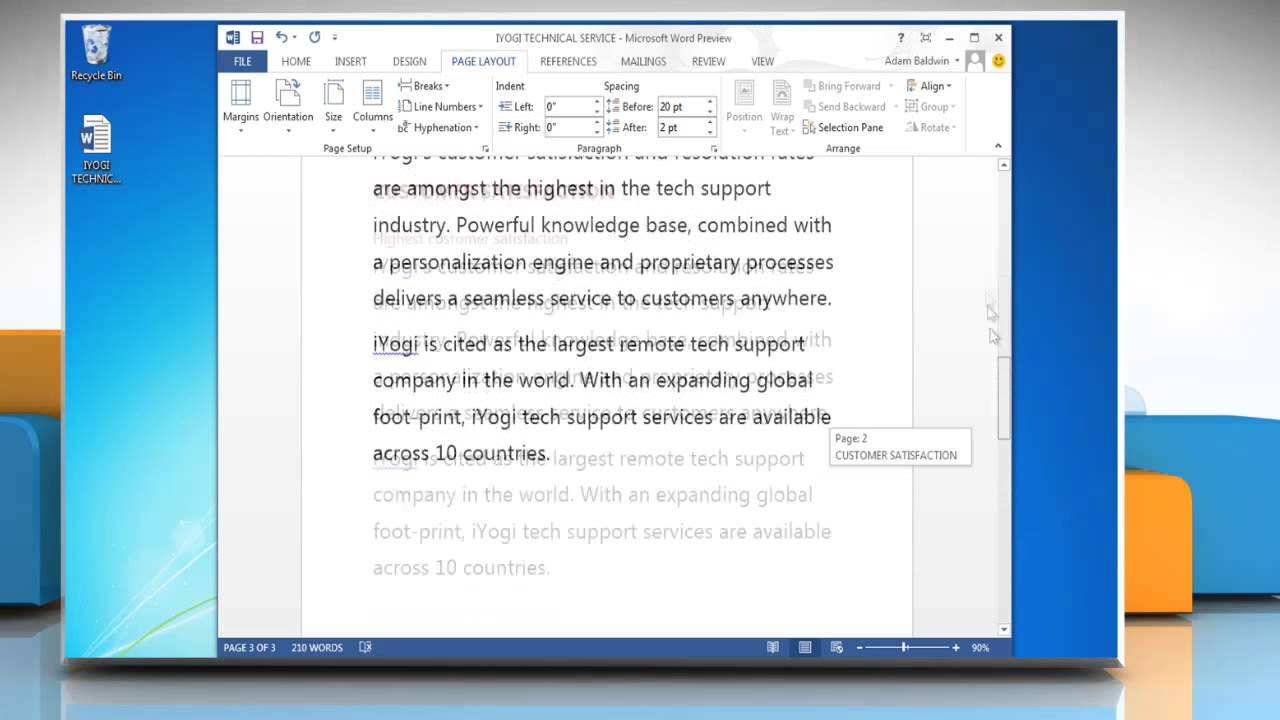 how to delete a page in microsoft word 2013