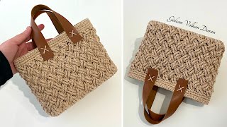 Hasir -Entrelac Model Örgü Çanta Yapimi - Crochet Bag