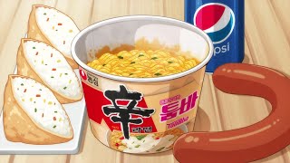신라면 툼바, 킬바사, 유부초밥 애니 먹방 Shin Ramen Tumba, Kielbasa Animation Mukbang