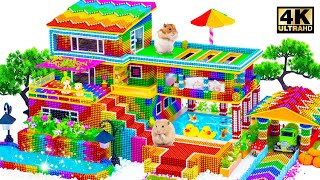 Satisfying Video | Build Minecraft Modern House Have Farm Garage & Slime Pool From Magnetic Balls