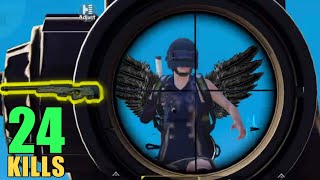 BEST FLYING AWM SHOT ?? | 24 KILLS SOLO VS SQUAD | PUBG MOBILE