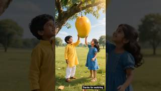 Cute Baby Brought Home Huge Mango From A Farm And Fed It To Villagers