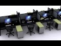 4' Steelcase Call Center Cubicles with Mobile File Cabinet and Tambour Storage