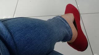 Shoeplay Dangling In Red Flats.
