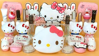 Hello Kitty Slime | Mixing Makeup, Glitter And Beads Into Clear Slime. Asmr Slime.