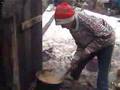 17 Külsőrekecsin-little boy warms up the slops for the pigs. Kisfiú moslékot melegít.