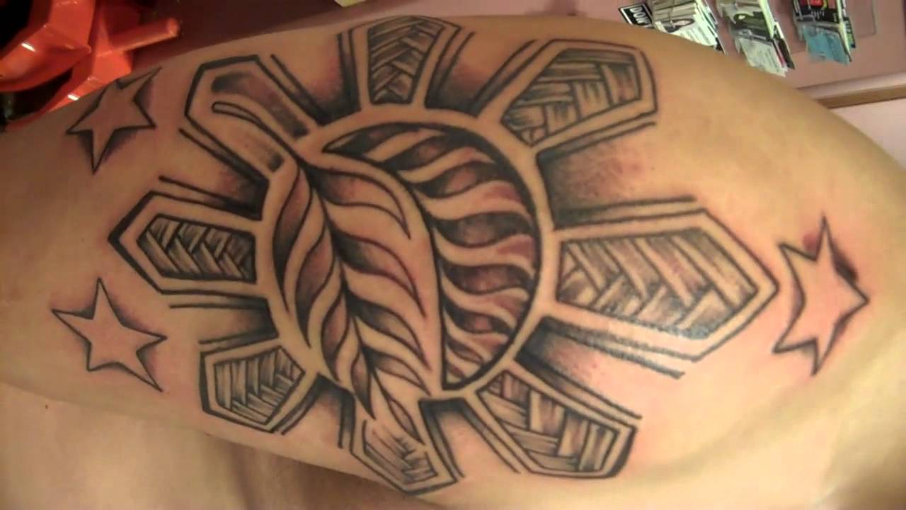 filipino tribal sun tattoo freehand - YouTube
