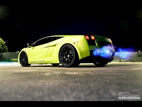 UGR Lamborghini Gallardo starting up revving and driving away