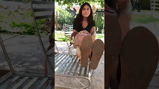 Girl Taking Off Sandals Feet Interview