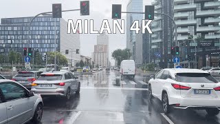 Milan 4K - Morning Rain - Driving Downtown