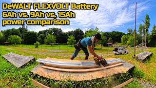 Dewalt Flexvolt Battery Performance Comparison6Ah9Ah15Ah.cutting Speed In 55Mm Thick Solid Wood.