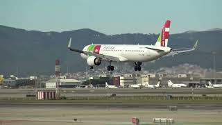 Tap Portugal Airbus 321Neo Cs-Tjj Landing Barcelona Bcn