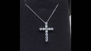 Awesome 345Mm D Color High Quality Moissanite Diamonds Cross Necklace - Christian Fine Jewellery
