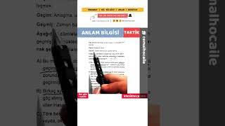 Anlam Bilgisi Soru Çözümü Taktik 12 Tyt 2023