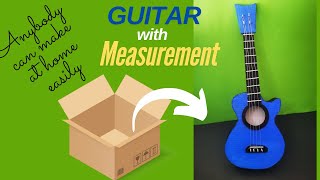 How To Make Guitar From Cardboard With Measurement Diy Guitar Easy Guitar Making Akkiz Craft