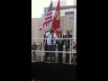 Panda Ross singing the national anthem