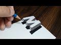 Very Easy !! How To Draw 3D Floating Letter 'M' - Anamorphic Illusion On Paper