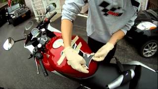 How to install a tank pad on a motorcycle