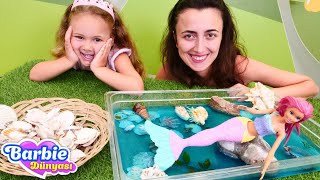 Barbie oyunları! Sevcan ve Derin deniz kızı Barbie için özel havuz yapıyor!