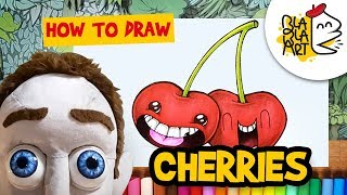 HOW TO DRAW FUNNY CHERRIES | Cute fruit drawing & Coloring for kids| Blabla Art