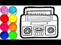 Glitter Toy Radio drawing and coloring Learn Colors for Children | Magic Toy Art♡