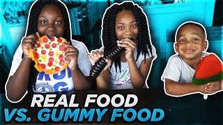 REAL FOOD VS GUMMY FOOD EXTREME | GROSS GIANT CANDY CHALLENGE | DJ'S CLUBHOUSE