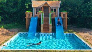 Building Underground Two-Story House With Water Slide To Swimming Pool Full Video