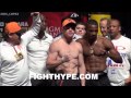 CANELO ALVAREZ AND ERISLANDY LARA STAREDOWN DURING FINAL FACE OFF