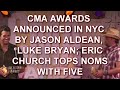 JASON ALDEAN, LUKE BRYAN ANNOUNCE CMA AWARD NOMINEES