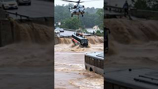 Shocking Helicopter Rescue During Mive Flood Buses Swept Away In Raging Waters