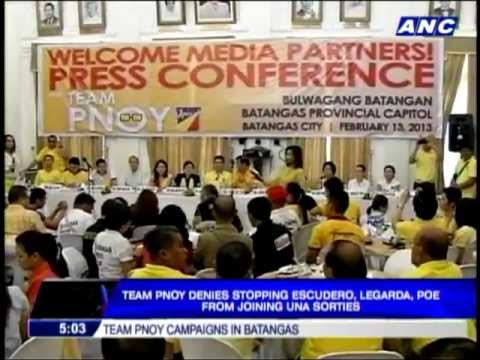 Team PNoy running scared in Iloilo, says UNA