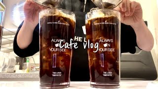 (Sub)🤎👀복숭아숭숭에 샷 두 번 추가하면~?👀🤎 / cafe vlog / 카페 브이로그 / 더리터 / asmr / nobgm