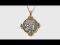 Large, 24kt Gold Framed Janus & Janus, God Of All Beginnings, Coin Replica Pendant, 0.16ct Diamonds