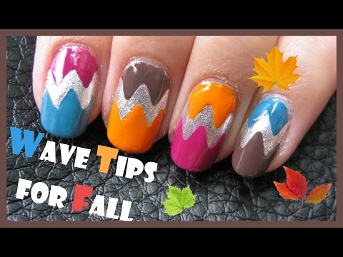 WAVE TIPS FOR FALL NAILS EASY COLORFUL LAST MINUTE AUTUMN MANICURE - YouTube