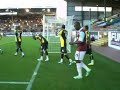 Olivia walk out at Turf Moor with Jay Rodriguez at the Burnley v Burton Albion game . 09/08/2011