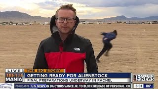 Lad Naruto Runs Past Reporter At Area 51 During Live News Broadcast