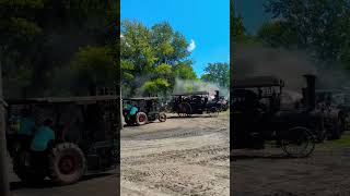 Steam Tractors Rolling Along At The Threshermens Reunion In Kinzers, Pa