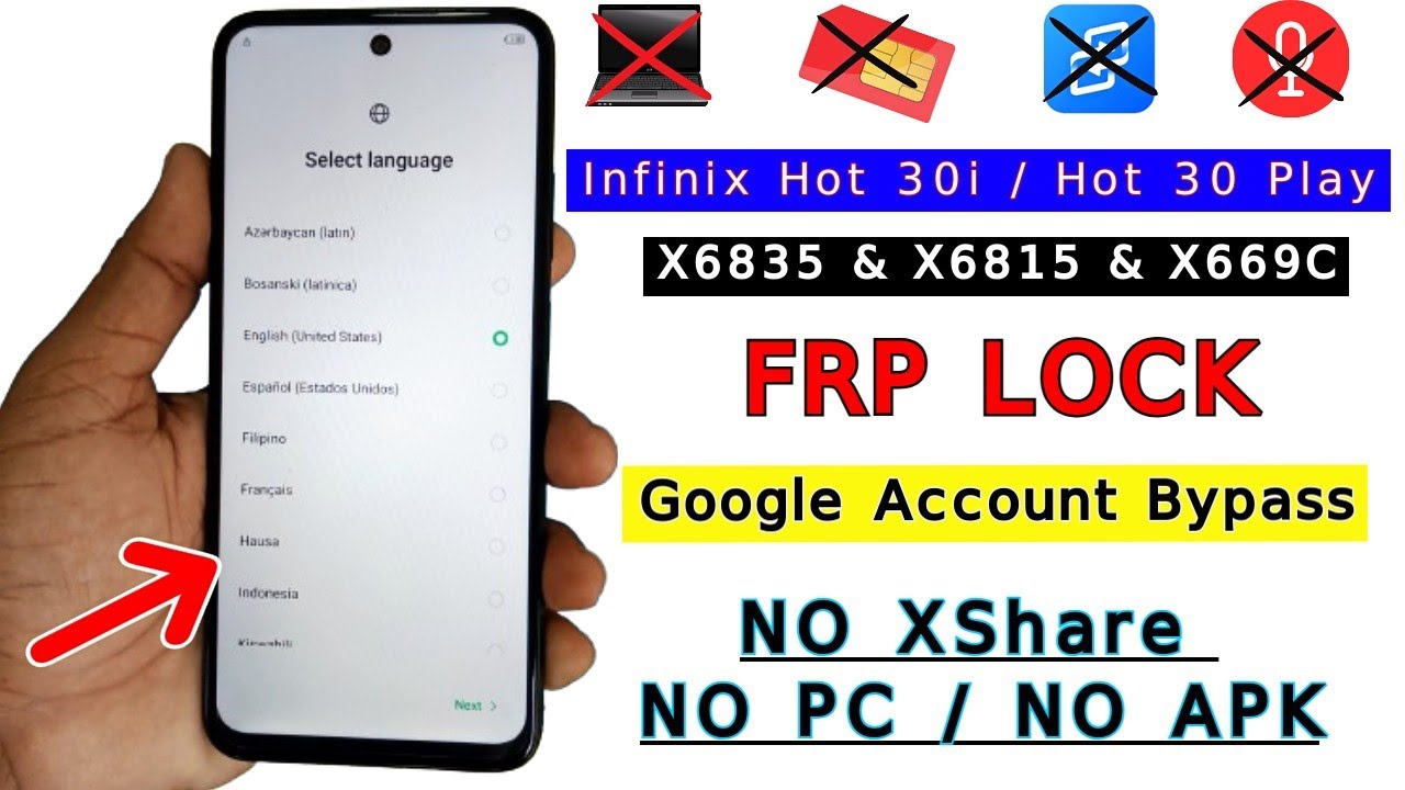 Infinix Hot 30i/Hot 30 Play FRP Bypass 2024 New Method Infinix Hot 30i/Hot 30 Play FRP Bypass 2024 New Method