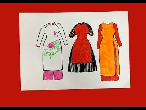 Dạy bé học tập vẽ thời trang áo dài Việt Nam | Dạy bé học