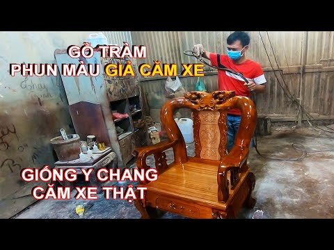 Gỗ tràm phun màu giả căm xe một trong những màu đẹp khi phun gỗ tạp