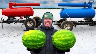 Can We Collide 200Mph Watermelons Mid-Air? (5000Fps Slow Mo)