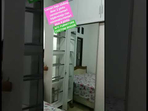 Lemari sliding 2 pintu+lemari hijab+meja rias minimalis#shorts #videoshort#wardrobe#fyp#lemaribaju desain interior rumah minimalis