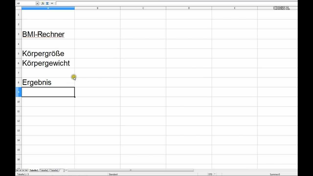BMI - Rechner (Excel oder Open Office Calc) - YouTube
