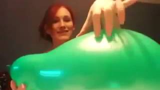 94 Girl Blow Up Big Green Balloon And Then Nailpops It