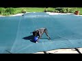 Tashkent and his favorite blue ball on pool cover