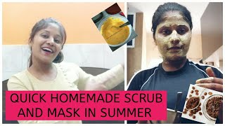 How I TAKE CARE OF MY SKIN IN SUMMER || BEST 2 QUICK FACE SCRUB AND MASK TO REMOVE TANNED SKIN