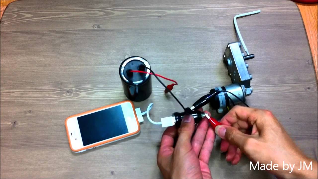 How to make hand crank Iphone charger - YouTube