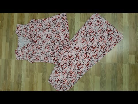 26/Hướng dẫn cắt may BỘ LỬNG ỐNG RỘNG LƯNG THUN, ÁO CỔ ĐỔ đơn giản. ĐAM MẺ MAY VA HANA NGUYÊN