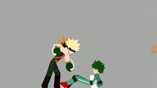 Midoriya vs bokugo: stick fight: my hero acadamia : fanmade anime battle