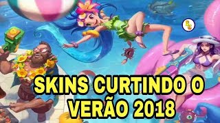 🔵NOVAS SKINS CURTINDO O VERÃO ZOE,CAITLYN E GANGPLANK LEAGUE OF LEGENDS 2018 - NEW POOLPARTY SKINS